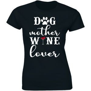 Dog Mother Wine Lover Drinking Team Womens T-shirt